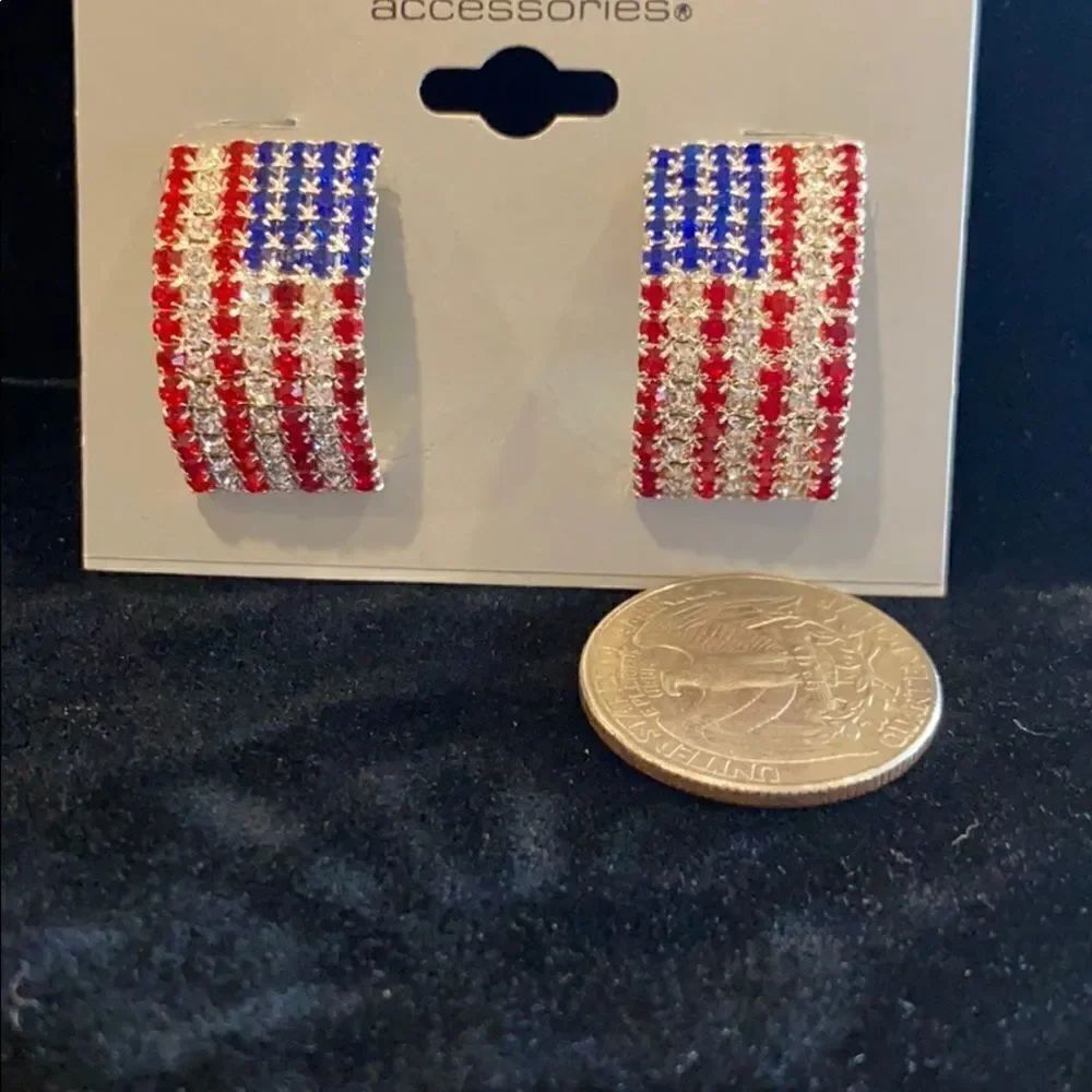 🇺🇸Red Crystal Blue America USA Rhinestone …